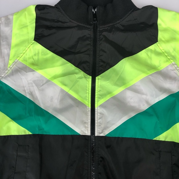 Forever 21 Mens Black w/ stripe Windbreaker Medium - Picture 2 of 4